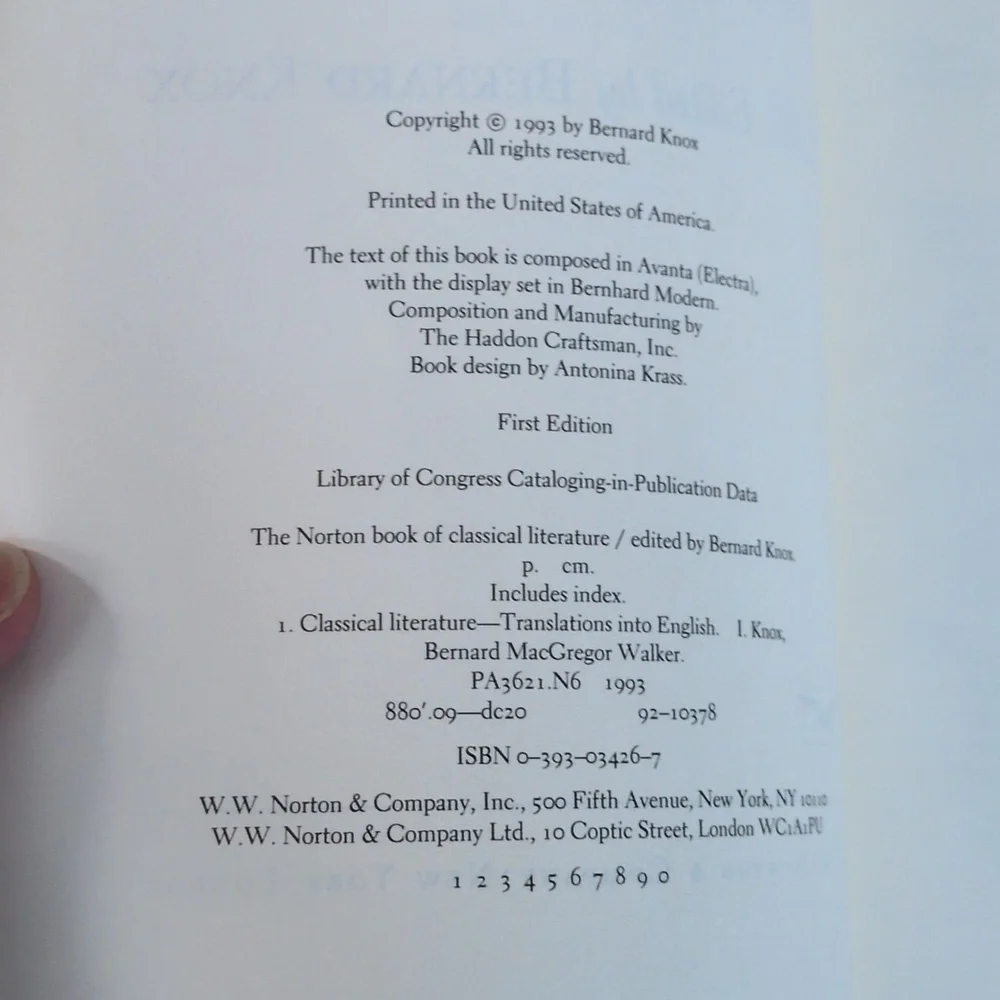 Norton Book Of Classical Literature First Edition Edited By Bernard Knox - Picture 5 of 14